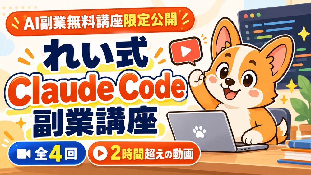 れい式 Claude Code副業講座（全4回・2時間超えの動画）のサムネイル